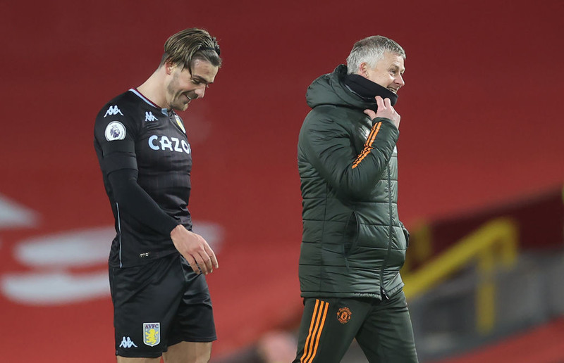 Jack Grealish og Ole Gunnar Solskjær.