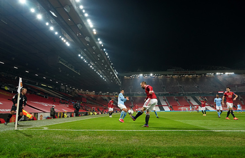 Frá Old Trafford í kvöld.