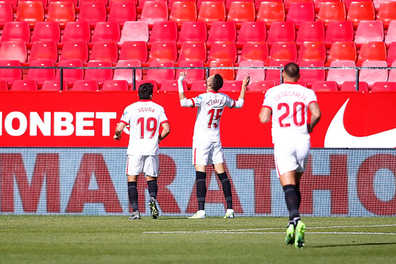 Youssef En-Nesyri skoraði þrennu fyrir Sevilla.
