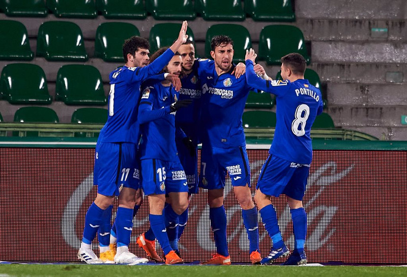 Leikmenn Getafe fagna marki Marc Cucurella í kvöld