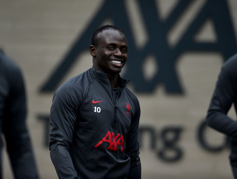 Sadio Mane var sérstaklega hress á æfingunni.