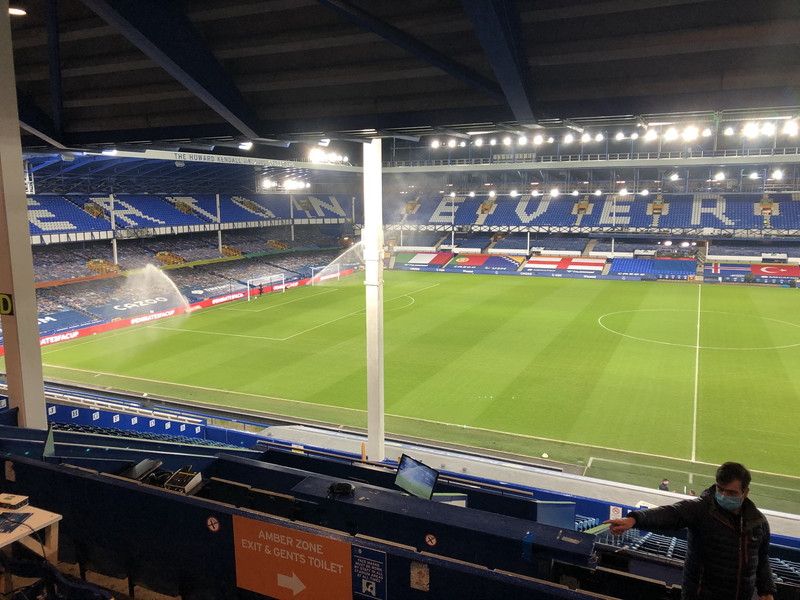 Mynd: Íslenski fáninn á Goodison Park