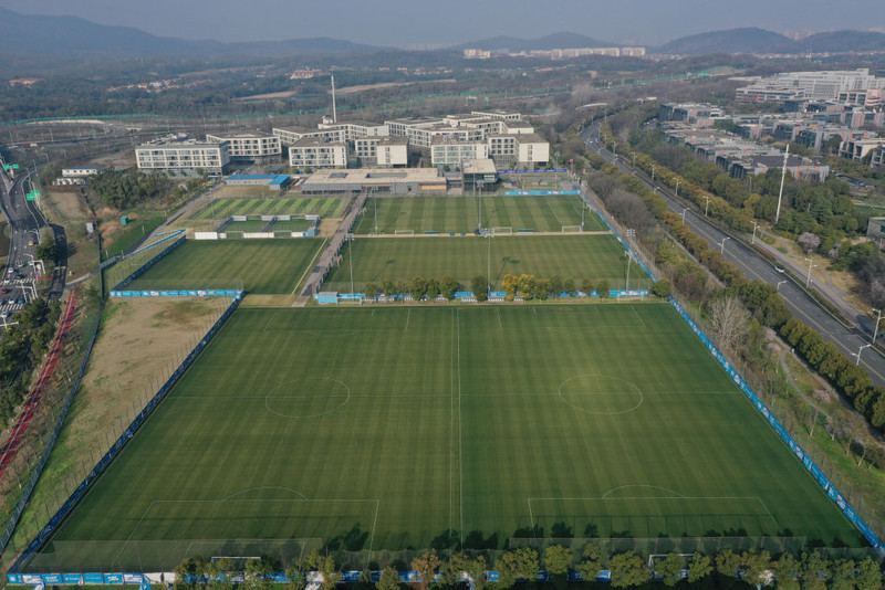 Æfingasvæði Jiangsu FC en félagið hefur verið lagt niður.