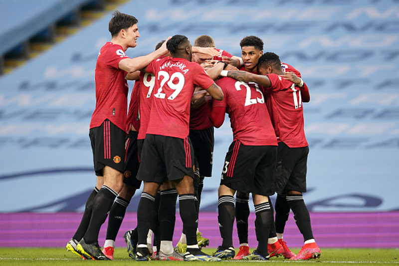 Man Utd fagnar marki í dag.
