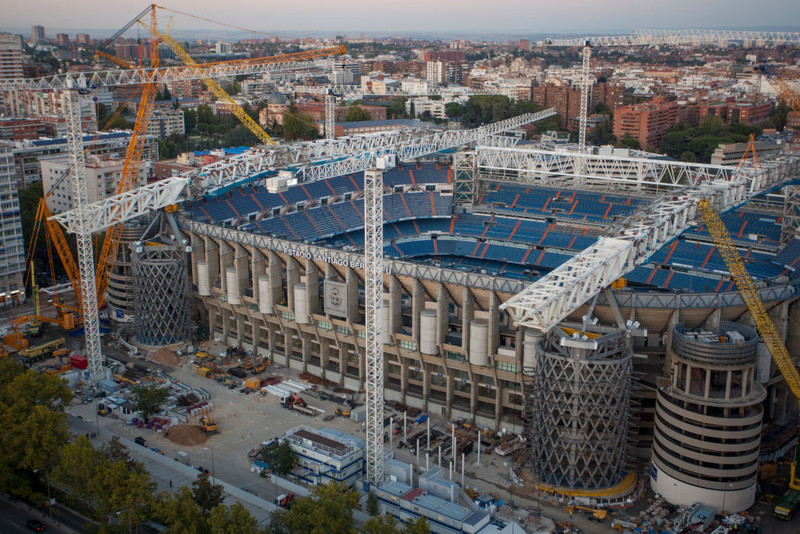 Frá framkvæmdunum við Santiago Bernabeu.