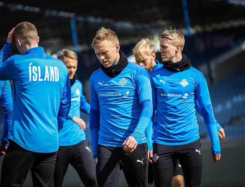 Jón Dagur á landsliðsæfingu í gær.