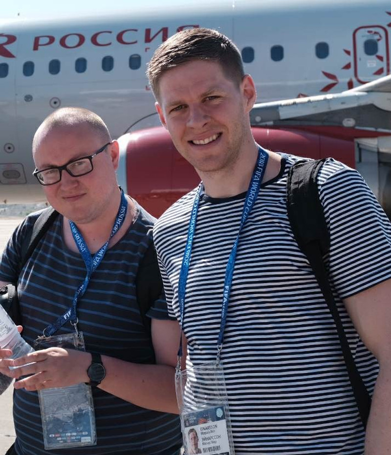 Elvar Geir Magnússon og Magnús Már Einarsson á HM í Rússlandi.