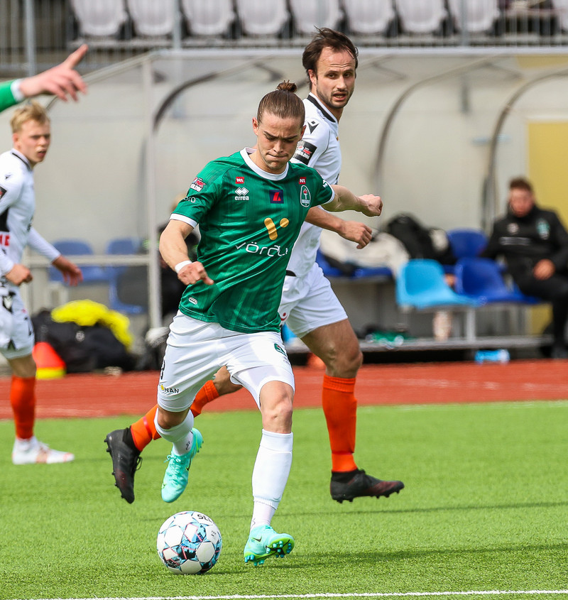 Viktor Karl Einarsson í leiknum í dag. hann skoraði seinna mark leiksins.