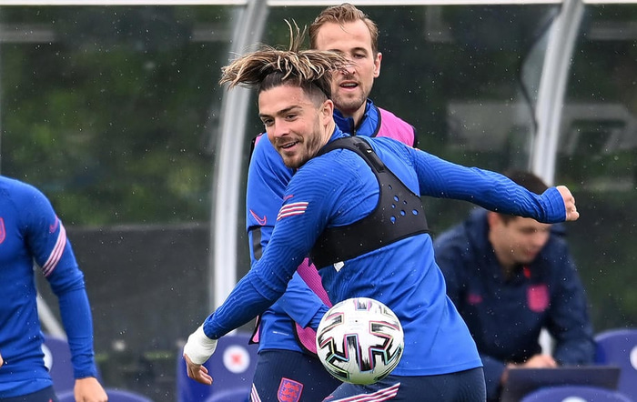 Grealish á landsliðsæfingu.