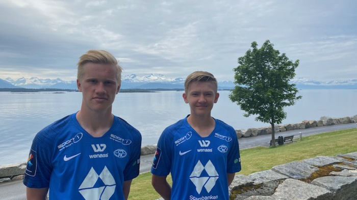 Albert Braut Tjåland, sem er vinstra megin á myndinni, skoraði í fyrsta leik með Molde