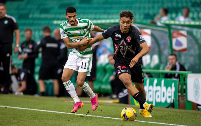Mikael í fyrri leiknum gegn Celtic.