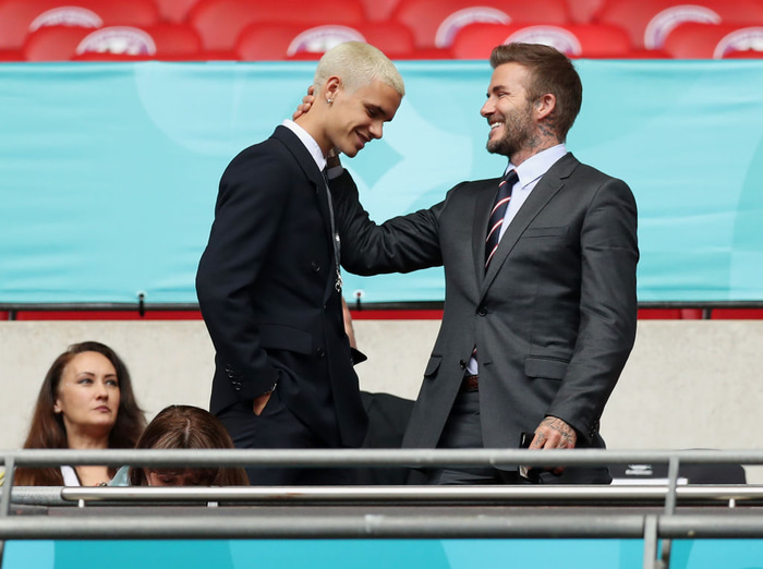 Romeo Beckham og David Beckham.