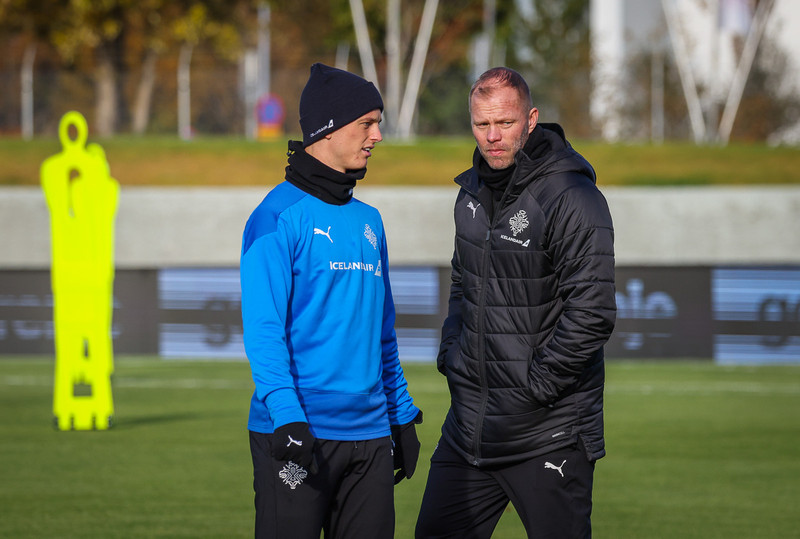 Eiður Smári og Albert á landsliðsæfingu