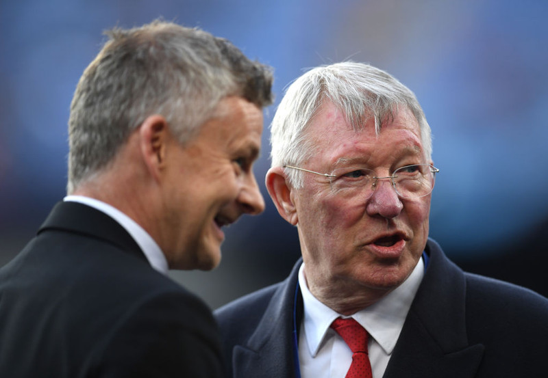 Ole Gunnar Solskjær og Sir Alex Ferguson.