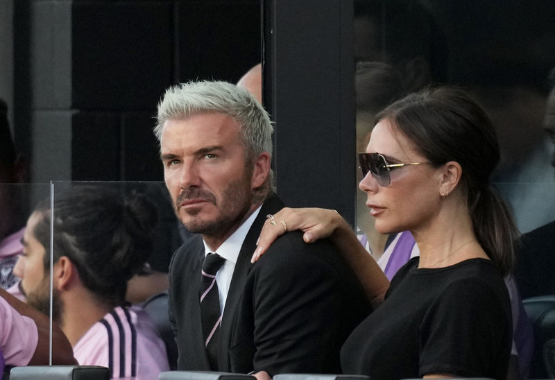 David Beckham og Victoria í stúkunni.