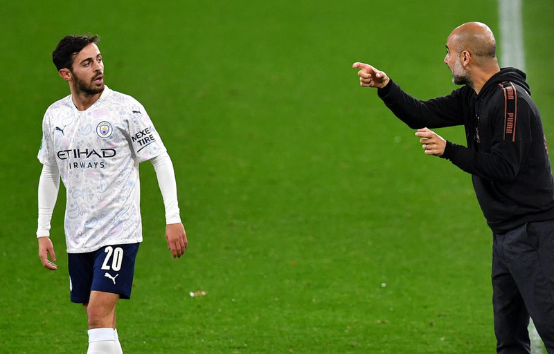 Pep Guardiola og Bernardo Silva