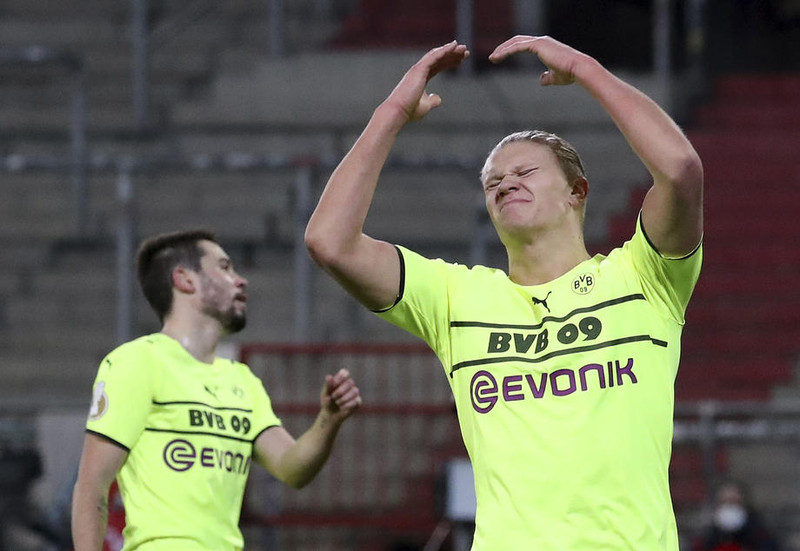 Erling Braut Haaland var vonsvikinn eins og sjá má á þessari mynd