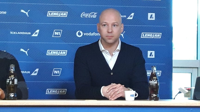 Grétar í höfuðstöðvum KSÍ í dag.