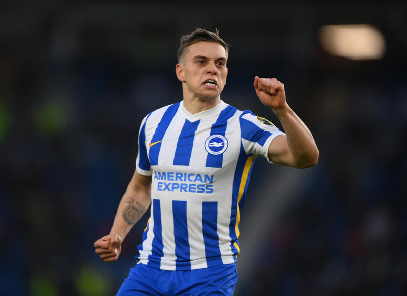 Leandro Trossard skoraði þrennu á Anfield