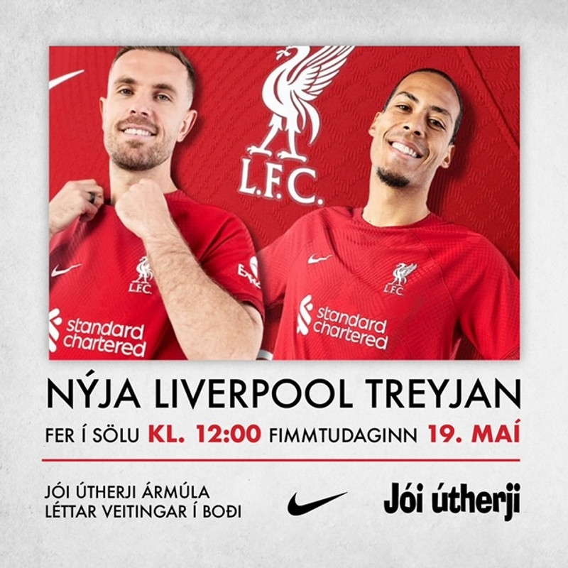 Nýja Liverpool treyjan kemur í Jóa útherja í dag