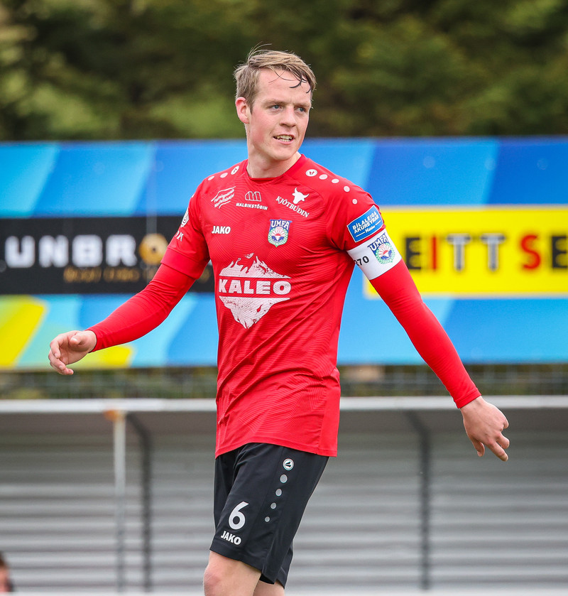 Aron Elí Sævarsson, fyrirliði Aftureldingar.