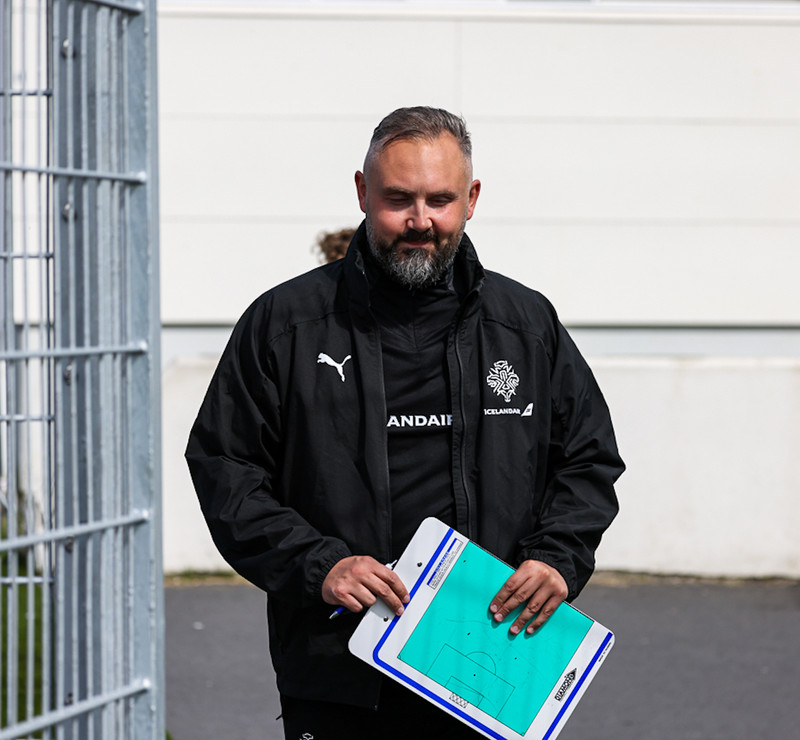 Davíð Snorri Jónasson þjálfari U21 landsliðs Íslands.