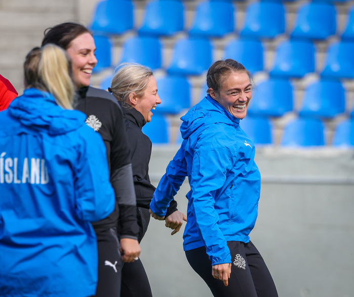 Gleði á æfingunni í gær.