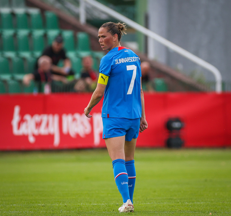 Fyrirliðinn Sara Björk Gunnarsdóttir í leiknum í gær.