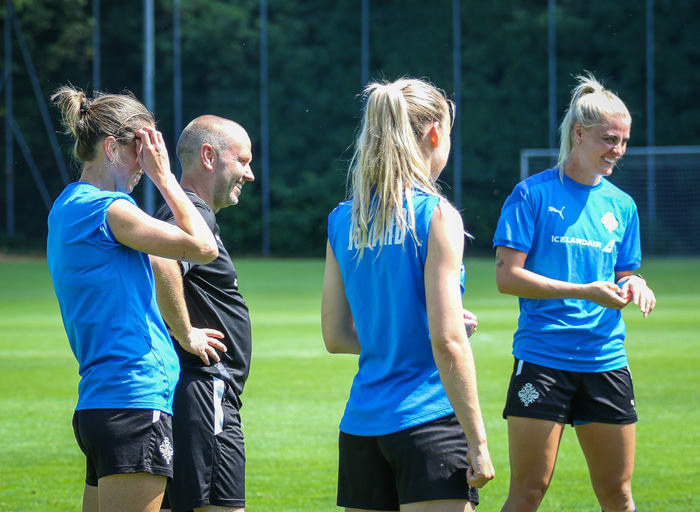 Frá landsliðsæfingu.