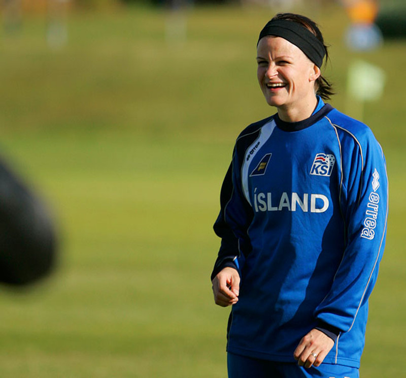 Katrín Jónsdóttir var fyrirliði Íslands á mótinu.
