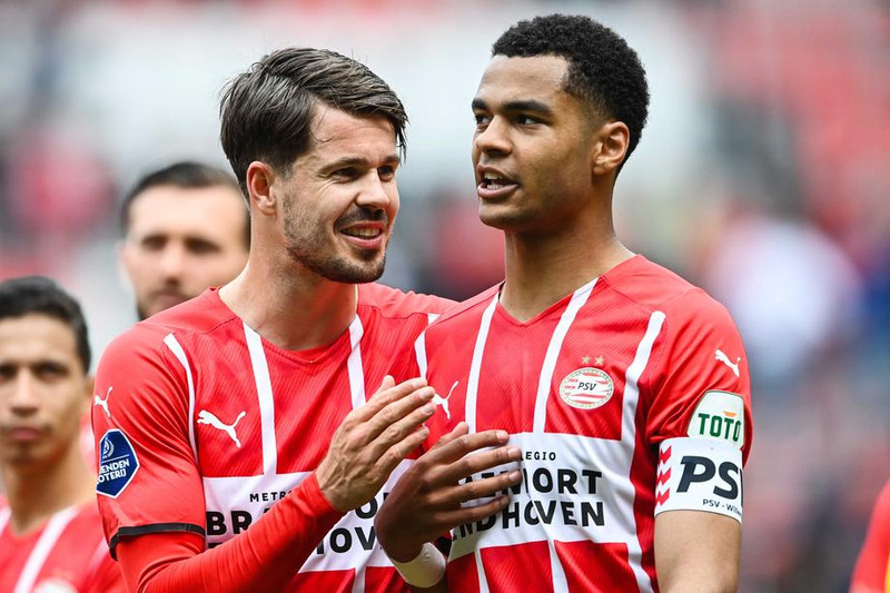 Marco van Ginkel og Cody Gakpo eru samherjar hjá PSV.
