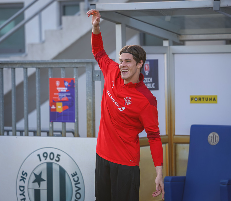 Myndir: U21 æfði í Ceské Budejovice í gær