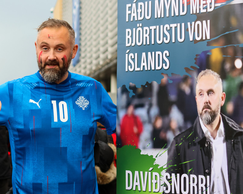 Davíð Snorri á Laugardalsvelli í gær.