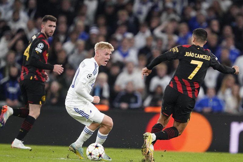 Hákon Arnar í leiknum gegn Man City