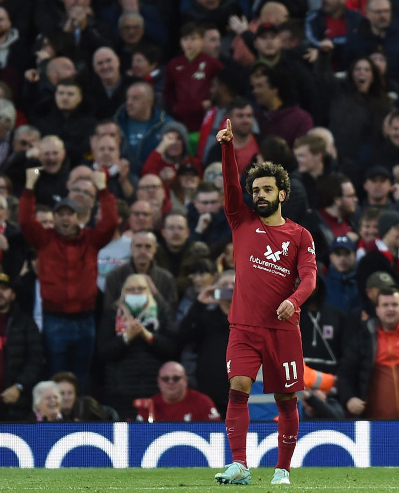Það var létt yfir Mohamed Salah er hann skoraði