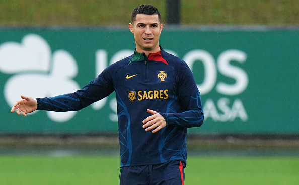 Cristiano Ronaldo á æfingu með Portúgal.