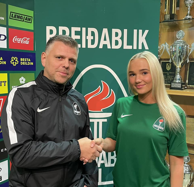 Ásmundur Arnarsson, þjálfari Breiðabliks, ásamt Andreu Rut Bjarnadóttur