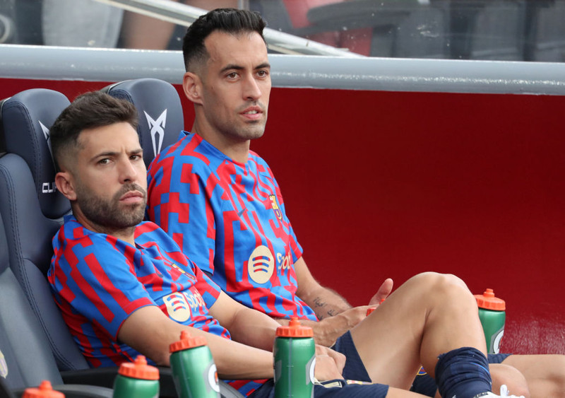 Jordi Alba og Sergio Busquets eru orðnir liðsfélagar.