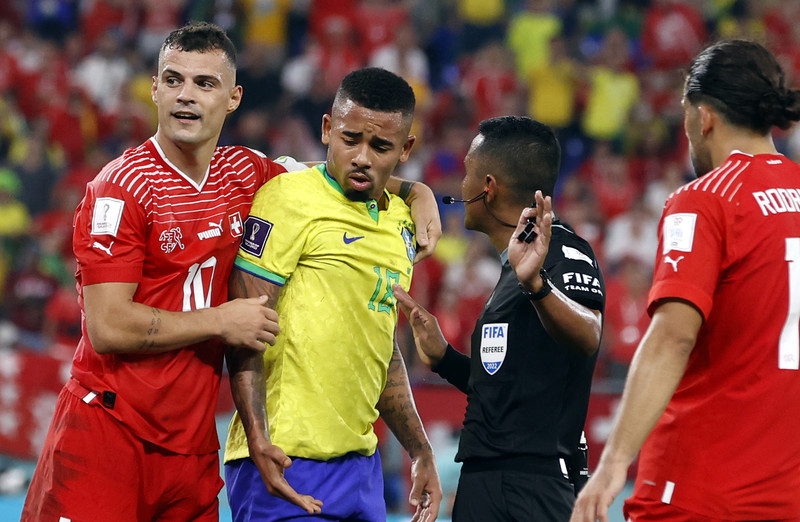 Xhaka og Jesus í leiknum í dag