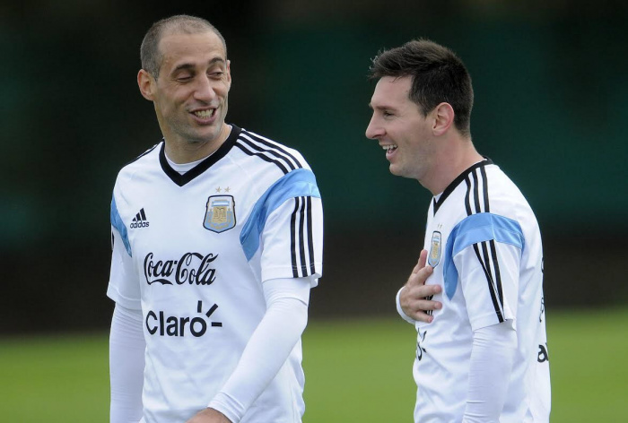 Pablo Zabaleta og Lionel Messi