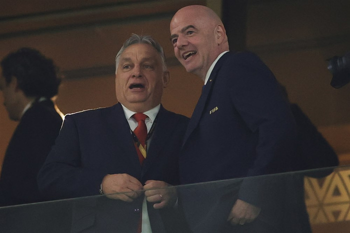 Gianni Infantino og vinur hans Victor Orban, forsætisráðherra Ungverjalands.