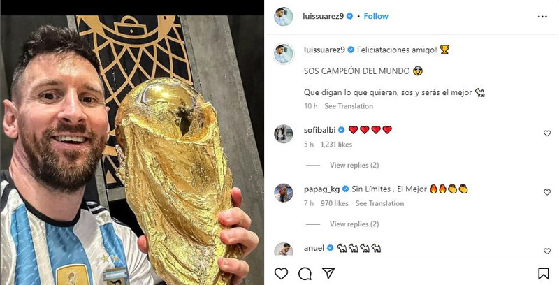 Messi hringdi myndsímtal í Suarez úr klefanum