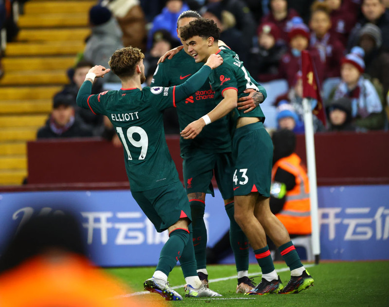 Stefan Bajcetic fagnar fyrsta marki sínu fyrir Liverpool