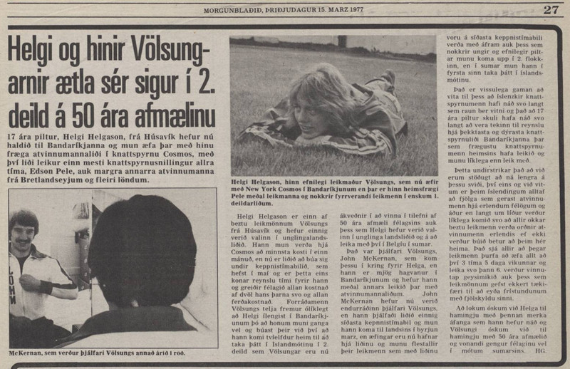 Helgi æfði með Pele hjá New York Cosmos árið 1977