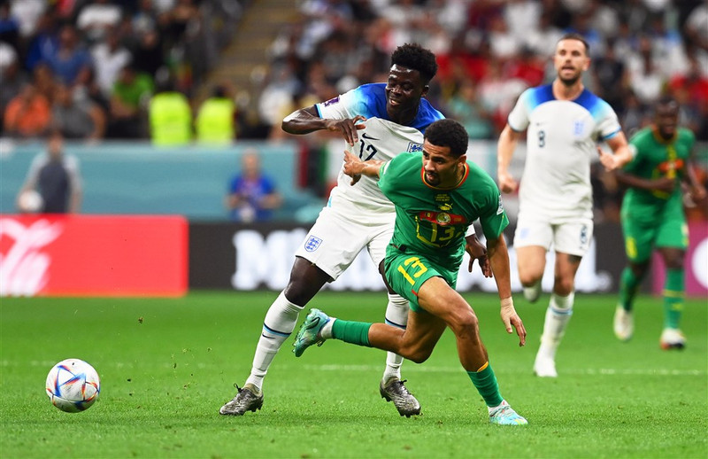 Bukayo Saka í leik með enska landsliðinu