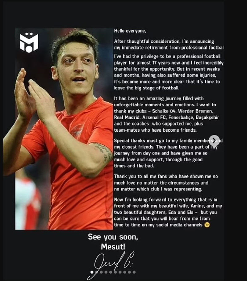 Mesut Özil leggur skóna á hilluna (Staðfest)