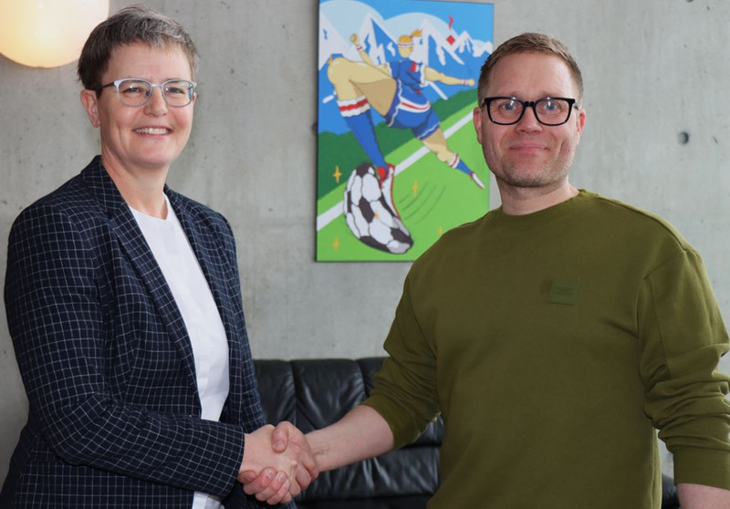 Klara Bjartmarz, framkvæmdastýra KSÍ og Egill Arnar Sigurþórsson, formaður FDD