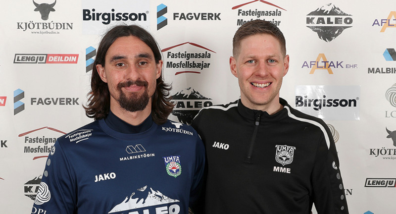 Yevgen Galchuk og Magnús Már Einarsson, þjálfari Aftureldingar