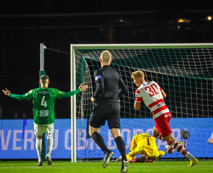 Þegar boltinn var í netinu gegn Breiðabliki.