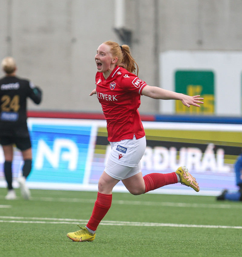 Þórdís fagnar markinu